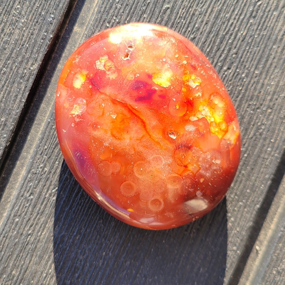 Polished Crystal Carnelian Palm Stone - Picture 2 of 5